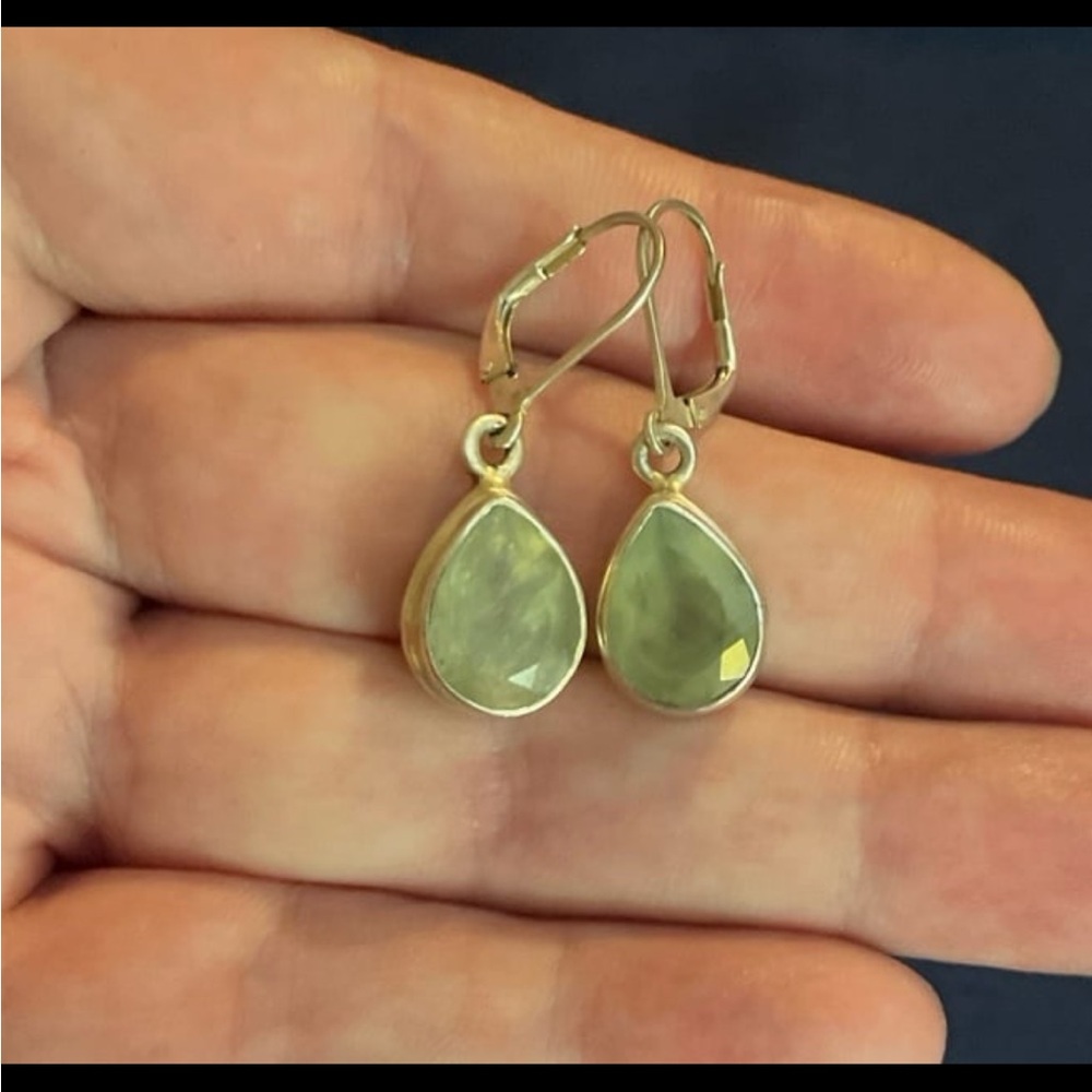 Sterling Silver Aventurine Teardrop Earrings - Picture 5 of 6